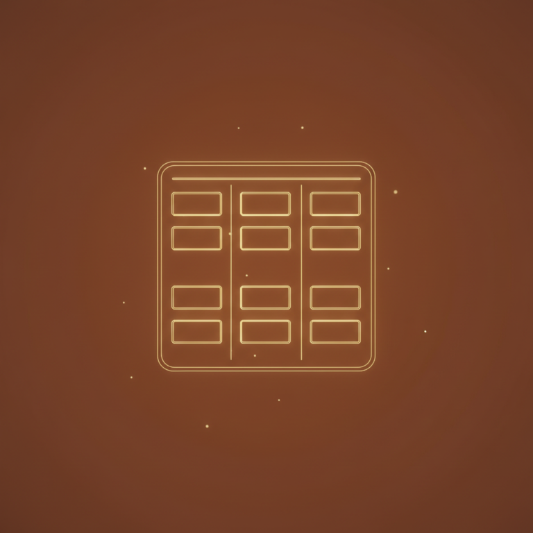 a stylized low-poly wireframe kanban-board with three columns of small card silhouettes